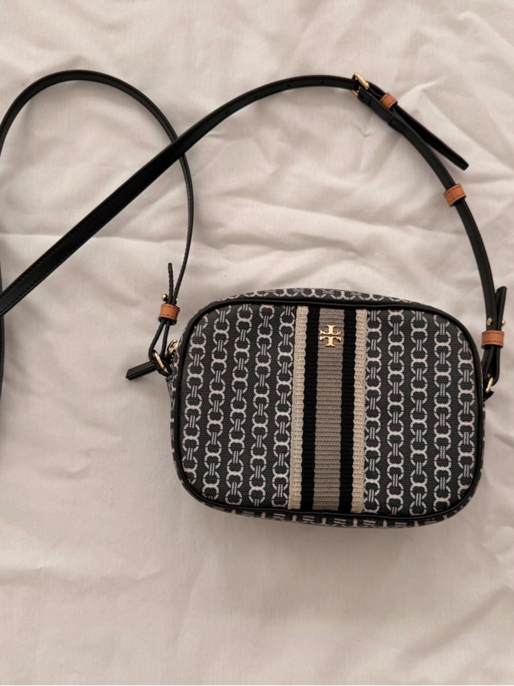 Pre owned Tory Burch Navy and white Patterned Crossbody Bag